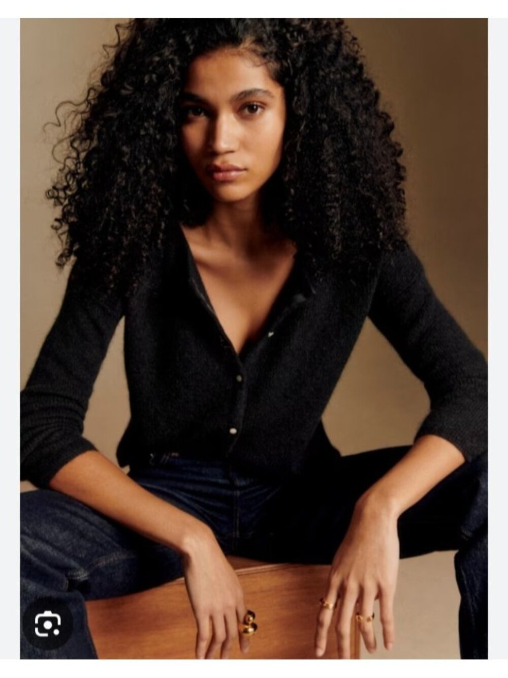 Sezane Rue Saint-Fiacre Black Mohair Alpaca Cardigan Sweater Women's S Soft